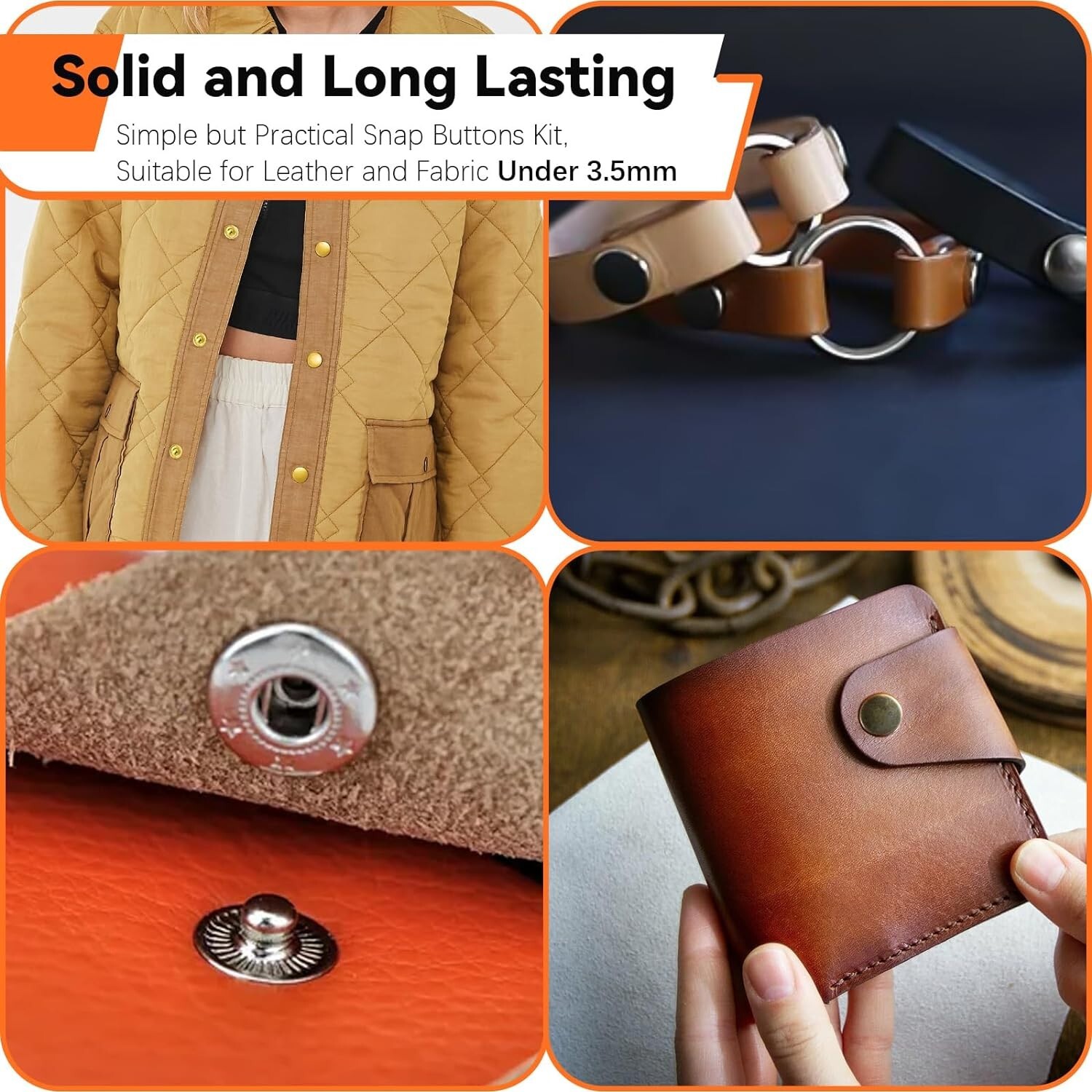 Leather Snaps Fastener Kit, 17mm Leather Snaps and Heavy Duty Snap Button Kit...