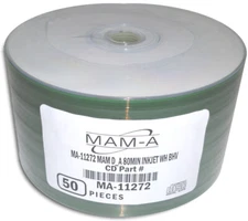 100-Pak MAM-A (Mitsui) DIGITAL-AUDIO White Inkjet Hub Printable CD-R's, #11272