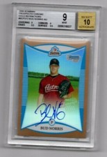2008 Bowman Chrome Gold Refr. Bud Norris Autograph RC 22/50 BGS 9.5 w 9 Auto