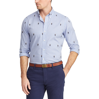 Polo Ralph Lauren Classic Fit Allover Bear Gingham Dress Shirt 15