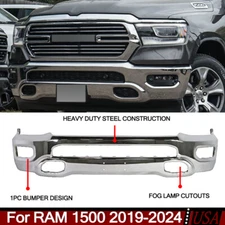Chrome Front Bumper Face Bar Fits 2019 2020 2021 2022 2023 2024 Dodge Ram 1500