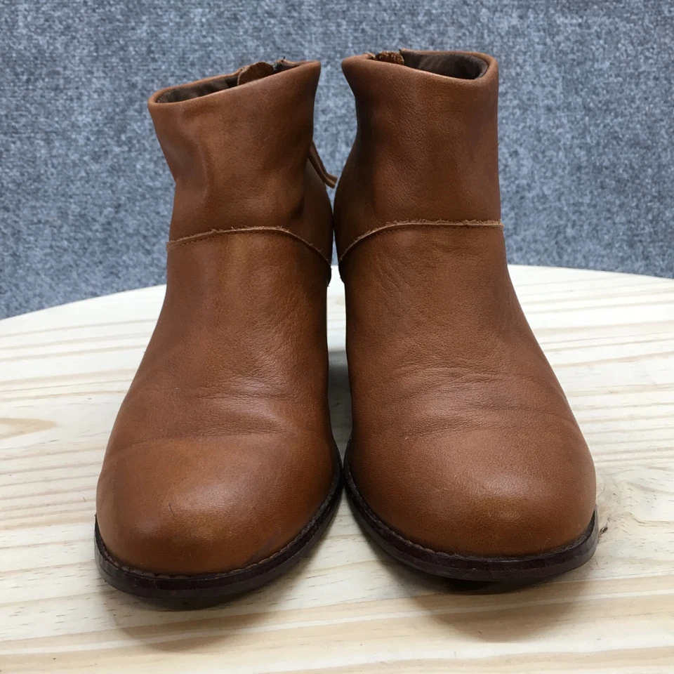 Toms Botas Mujer 8 Leila Cálidas Botines Cuero Marrón Cremallera Borlas 10006216 Foto 4 de 4