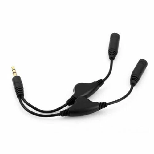 Cable 3.5mm Stereo Audio Male to 2 Female Headphone Mic TRRS Y Splitter Wire - Image 2 of 4
