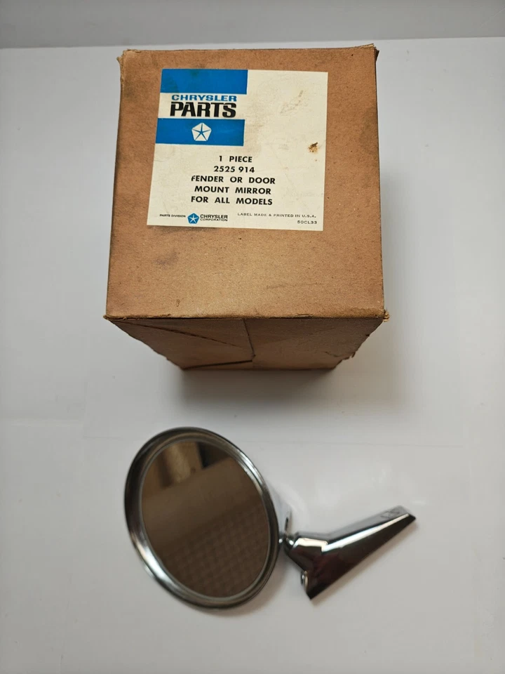 1963-1968 Dodge Truck Outside Fender Door Round Chrome Mirror 2525914 NOS - Image 3 of 4