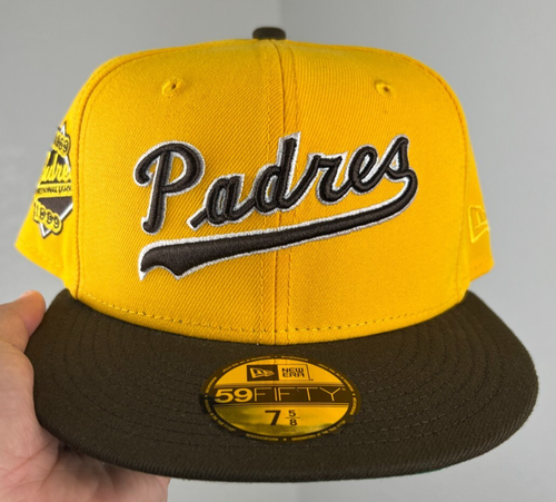 San Diego Padres New Era 59Fifty Fitted Cap Cooperstown MLB Gold/Brown Hat - Picture 2 of 6