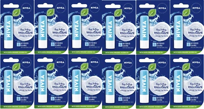 Nivea Lip Balm Long Lasting Moisture Hydro Care SPF15 4.8gm x 12