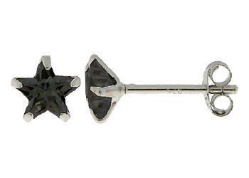 Ohrringe Sternchip Cz schwarz 6 mm massiv Silber 925/000 Dolly-Schmuck