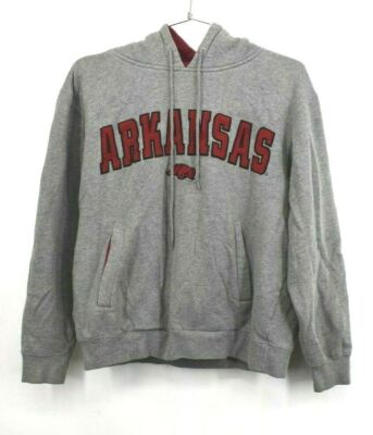 Champs Mens Gray Arkansas Embroidered Drawstring Hood Sweatshirt Front Pouch M