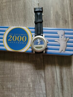 Pillsbury Doughboy Poppin'Fresh water Resistant 2000 Countdown Watch In Tin.