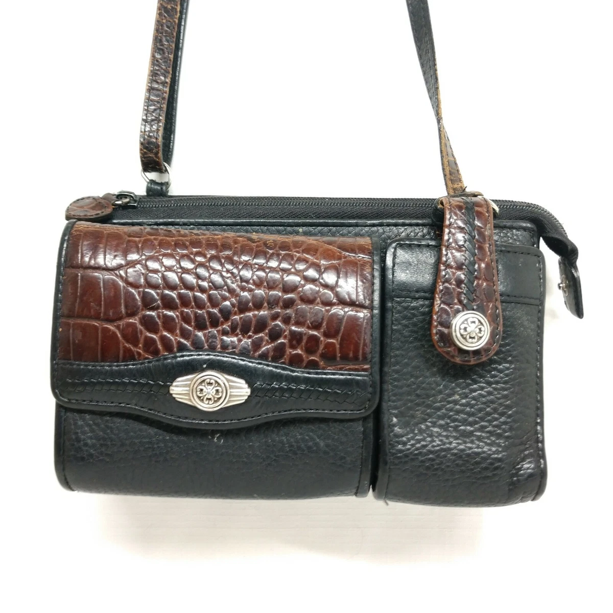 BRIGHTON #42316 Black Croc Embossed Leather Shoulder Bag – ALL YOUR BLISS