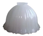 VTG White Milk Glass Scalloped Ribbed Lamp Light Shade Diffuser 5h x 7.5w 2" fit