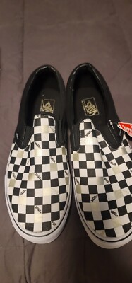 Vans Slip On 50th Anniversary Black and Gold Checker | eBay