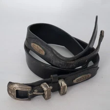 RAIDER Mens Black Vintage Leather Timeless French Style Belt 95 made in France