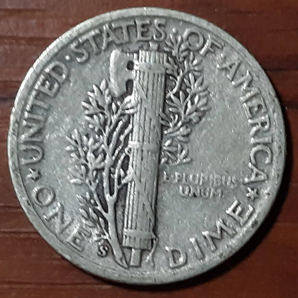 1945/3 S Mercury 10C 2.5g Multiple Errors Obv & Rev: PAC-MAN in Filled Moto-DDOR - Image 4 of 4