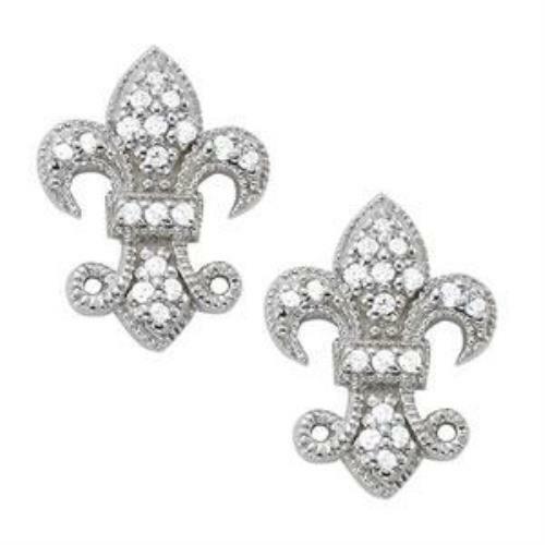 Pendientes 'Fleue de lis' de oro de 14kt con diamantes - D.25ct - Imagen 1 de 1