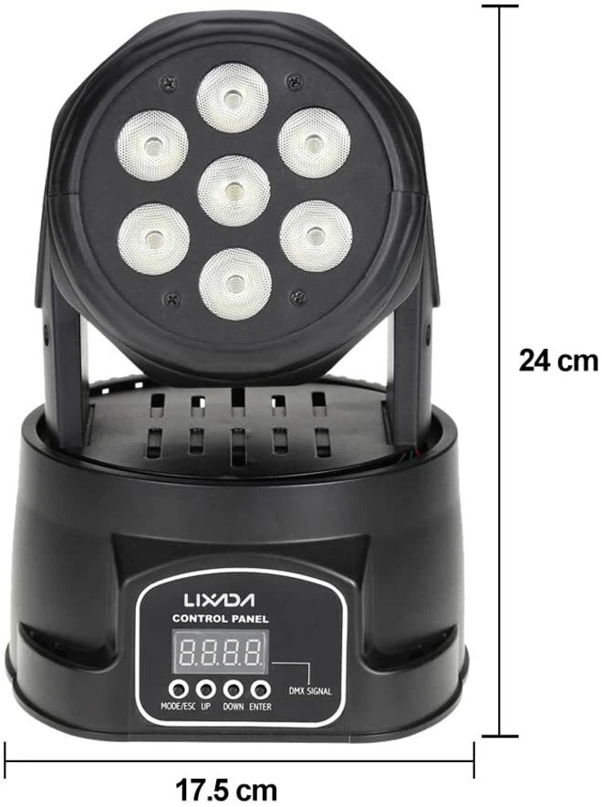 Lixada Moving Head Light 7x10W Moving Head 4 In 1 RGBW Professional 9/14 Chan... - Image 3 of 4