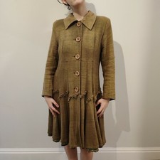 Ladies Nomads Fair Trade Olive Green 3/4 Length Duster Coat L