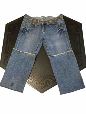Z Cavaricci Jeans Size 9 Embellished Straight Leg Blue Denim