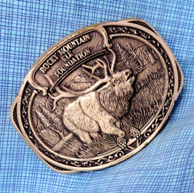 Rocky Mountain Elk Foundation Belt Buckle Vtg 1995 Award Design Medals   .NOX558