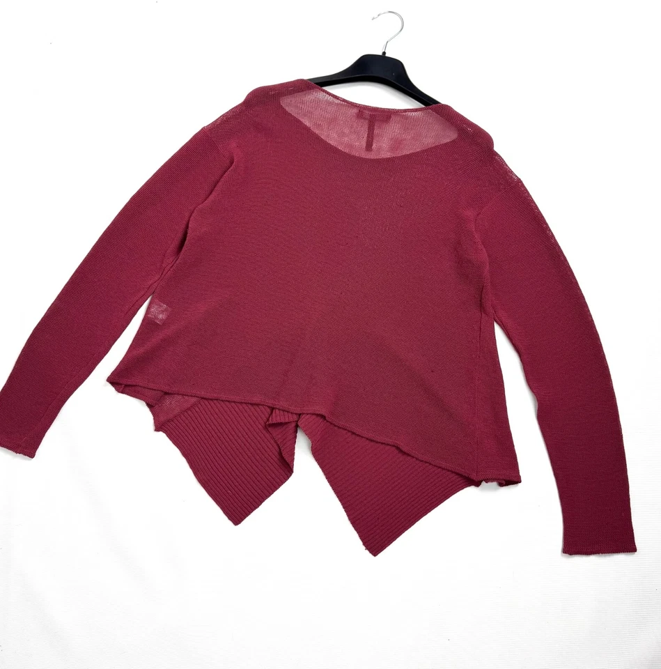 Sarah Pacini 亚麻尼龙不对称针织套衫,尺寸 1 — 第 2/4 张图片