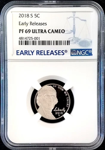 2018 S Proof Jefferson Nickel, NGC Early Releases, PF 69 Ultra Cameo!