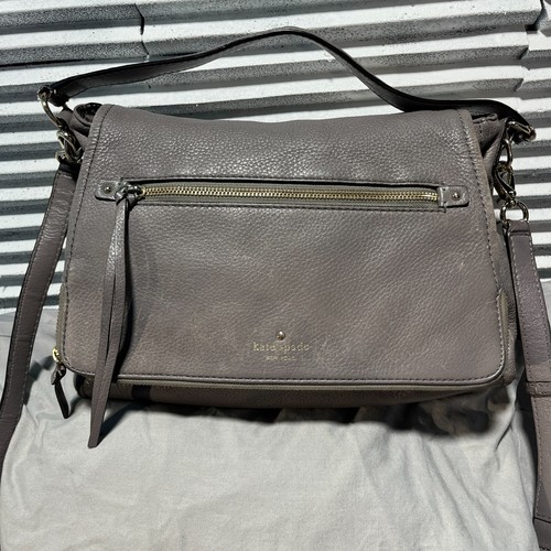 Kate Spade Cobble Hill Toddy Gray Pebbled Leather Crossbody Bag Purse Top Handle - Picture 12 of 19