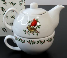 Living Quarters Cardinal Tea for One Teapot and Mug Home Decor with Box