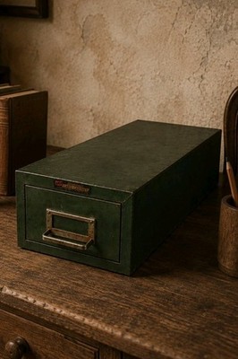 Vtg 1952 Asco Green 1 Drawer Index Card Catalog Filing Cabinet Box Industrial 