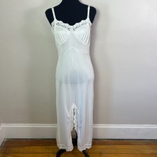Vintage Opalite White Nylon Lace Trim Full Slip Size 34