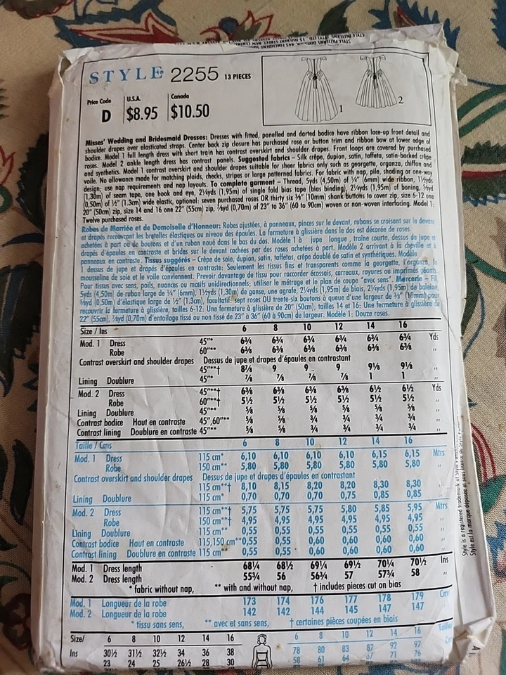 STYLE 2255 Ren Fair Wedding Formal Gown Sewing Pattern SIZE 6-16 Uncut - Image 3 of 4