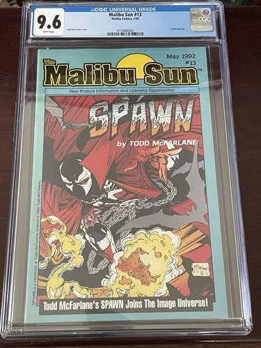 MALIBU SUN 13 - CGC 9.6 - NM+ HIGH GRADE WP HTF RARE  1st Spawn 1992 KEY 🔑