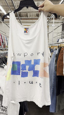 Vintage 90s Newport Blue Abstract Graphic Tank Top White