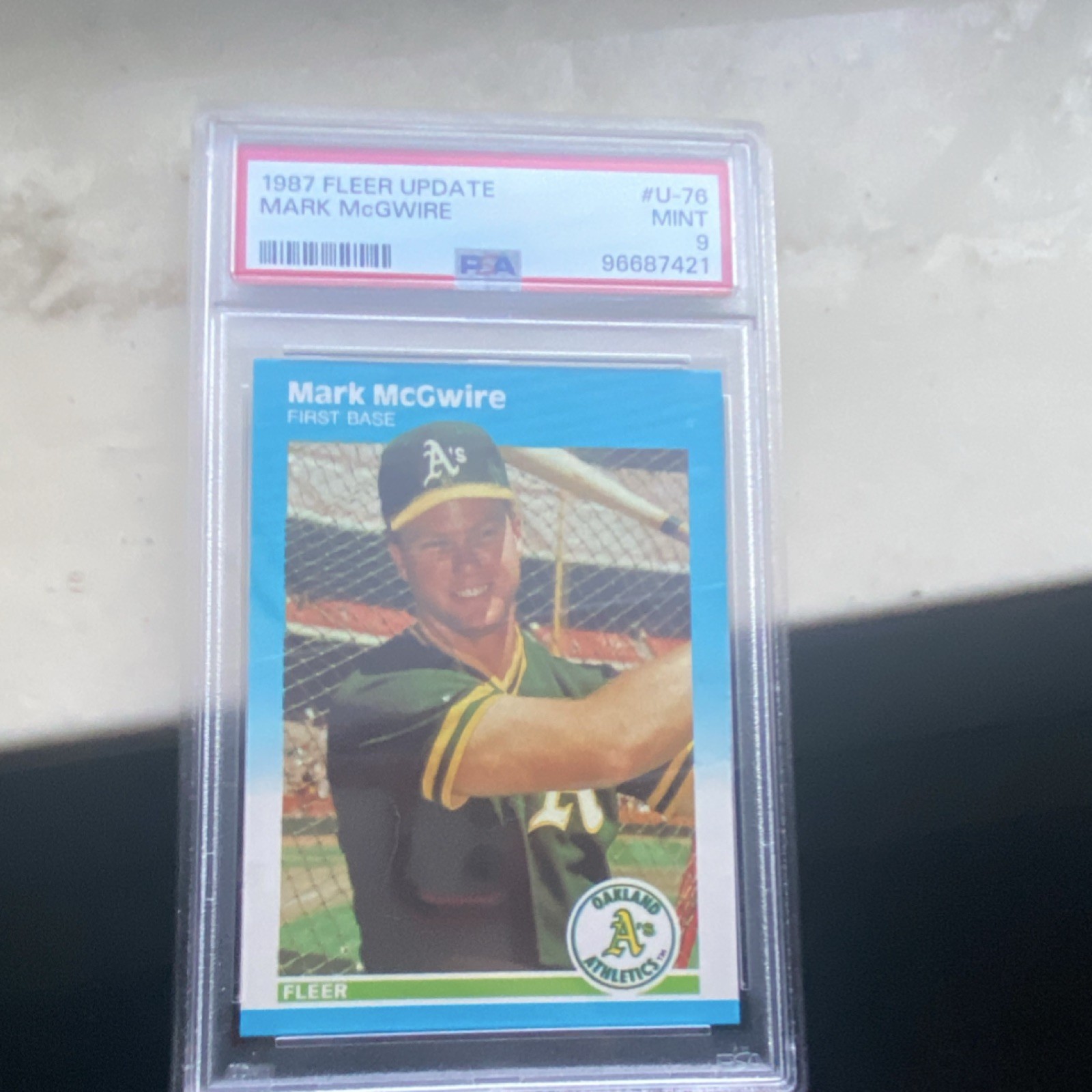 Fleer 1987 Update Mark McGwire #U-76 PSA 9 Base Oakland Athletics MLB