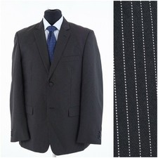 Mens Dark Grey Striped Blazer 42L UK Size CLOCKHOUSE Sport Coat Jacket