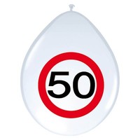Luftballons Verkehrsschild 50, Partydeko