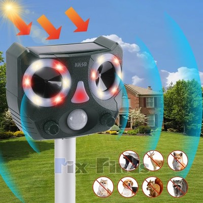 Solar Ultrasonic Animal Repeller 12 LED PIR Sensor Rabbit Snake for Farm Garden