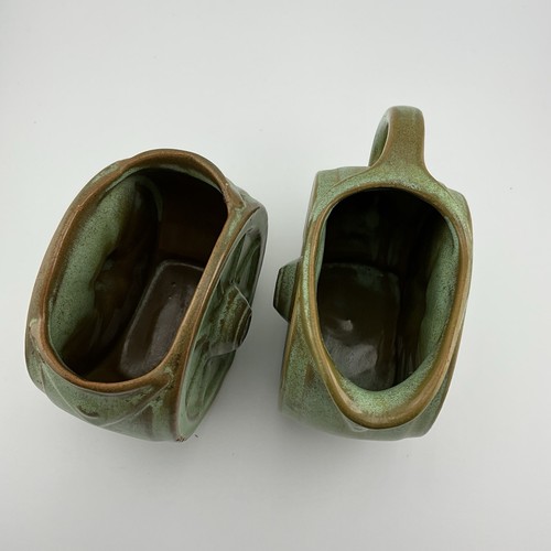 Frankoma Vintage Pottery 1950s Wagon Wheel Creamer Sugar Planters Decor - Picture 3 of 9