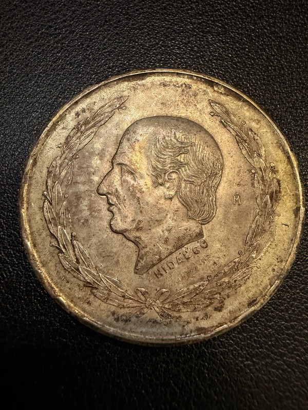 1953 Mexico Silver 5 Pesos Hidalgo 0.720 Silver Coin. R317