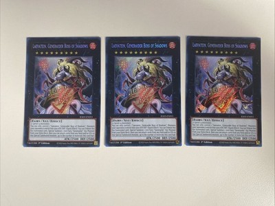 Yugioh Laevatein Generaider Boss of Shadows x 3 - 1st Secret Rare NM - Free Holo