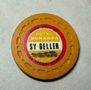 Rare 1967 antique Bonanza Sy Geller Casino Las Vegas 1 dollar orange clay poker