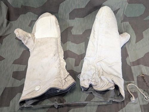 Mitones alemanes de lana temprana de la Segunda Guerra Mundial para conjunto de parka reversible invierno ejército Wehrmacht - Imagen 13 de 17