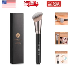 Angled Foundation Contour Brush, Synthetic Kabuki Brush for Concealing Blendi...