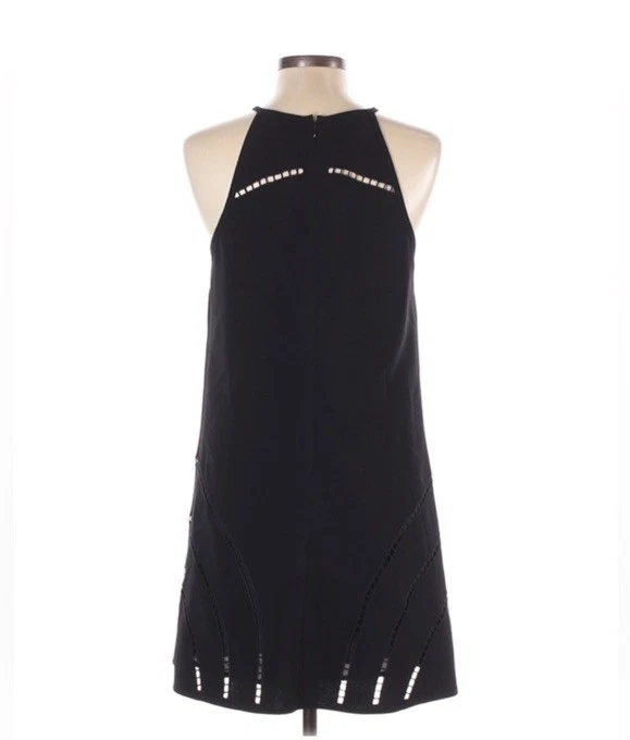 Vestido Geométrico Formal Trina Turk Para Mujer Ojales Halter Cóctel Negro Talla 4 Nuevo Sin Etiquetas Foto 2 de 4