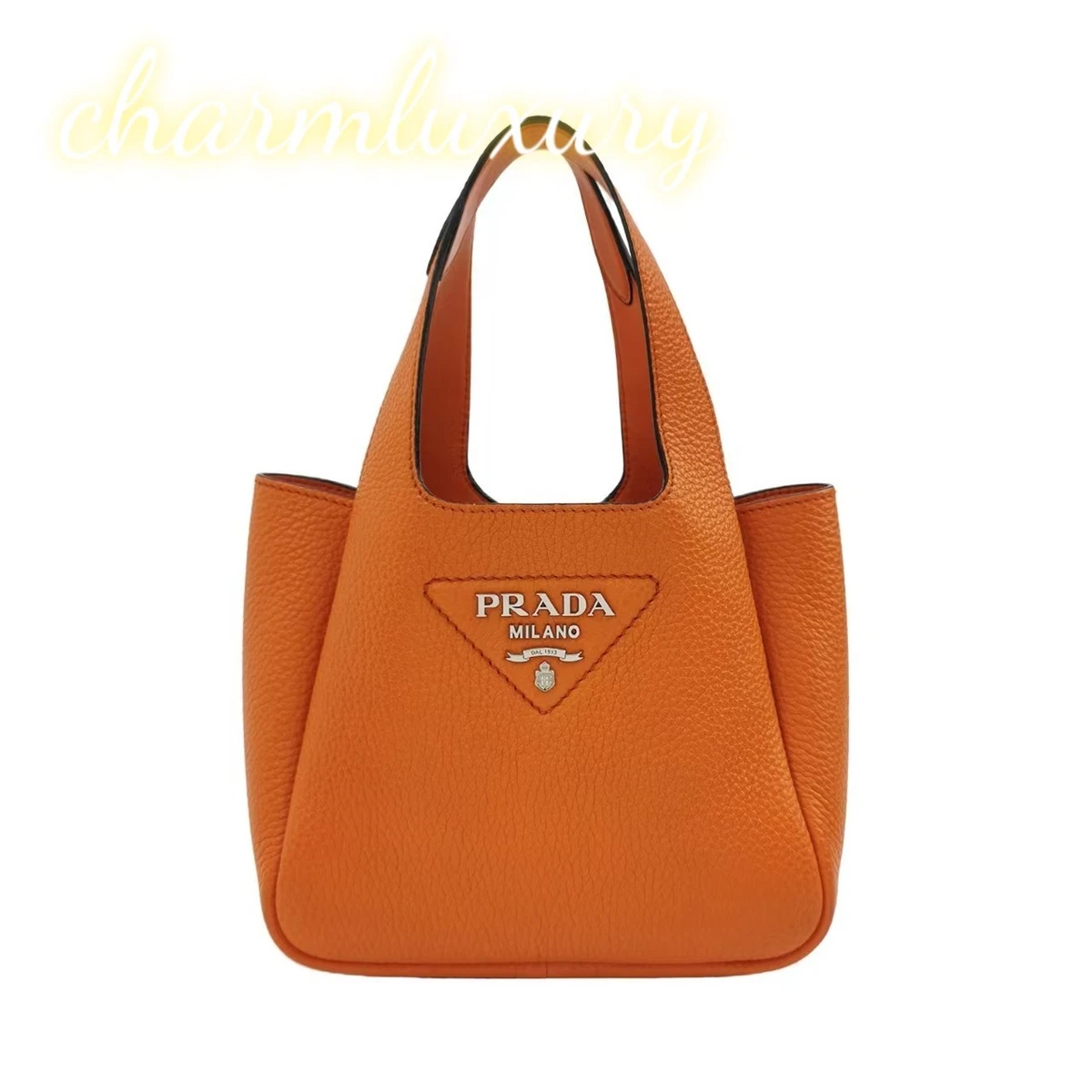 PRADA Leather Exterior Orange Bags & Handbags for Women for sale