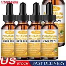 1-4 Packs Potassium Magnesium Liquid Drops, Magnesium Glycinate,Improve Sleep,An