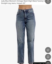 Judy Blue Women  s Vintage Wash High Rise Tummy Control Straight Jeans 9/29