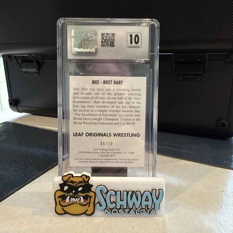 BRET HIT MAN HART CSG 9 AUTO 10 2012 LEAF ORIGINALS WRESTLING WWE AUTOGRAPH /10! - Image 2 of 2