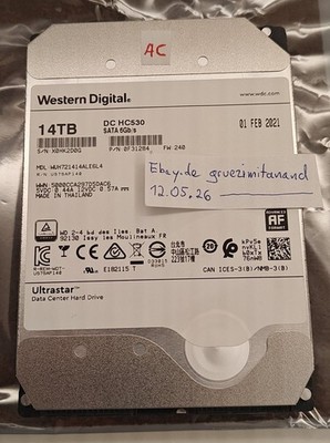 WD Ultrastar DC HC530 14TB SATA 3.5 HDD Festplatte (WUH721414ALE6L4)