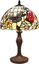 Butterfly Tiffany Style Stained Glass Table Lamp - 18" Tall, 12" Shade