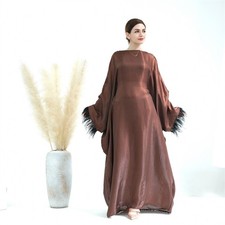 Ramadan Batwing Sleeve Maxi Dress Women Dubai Abaya Kaftan Moroccan Robe Elegant